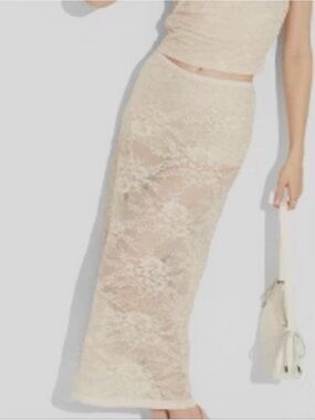 Champagne Lace and Sequin Skirt With Built In Underwear Size S